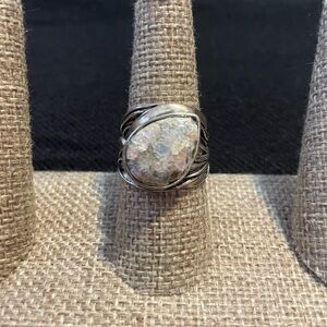 Sterling Silver Roman Glass Israel PZ Ring Size 8